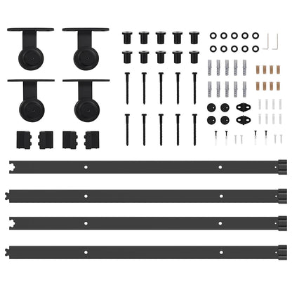 Kit di Binari per Porte Scorrevoli 213,5 cm Acciaio Nero | homemem39