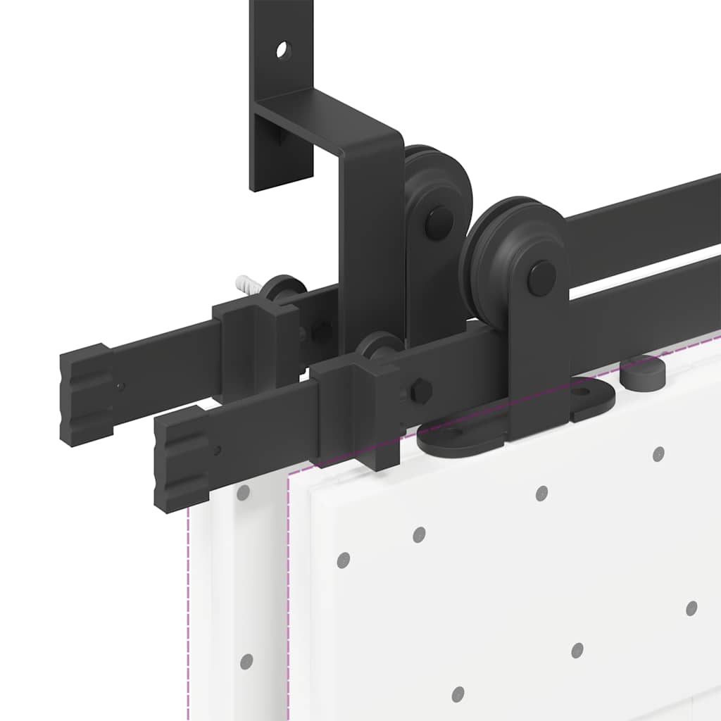 Kit di Binari per Porte Scorrevoli 213,5 cm Acciaio Nero | homemem39