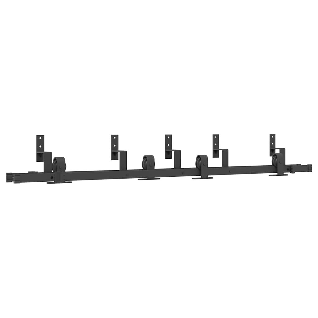 Kit di Binari per Porte Scorrevoli 183 cm Acciaio Nero | homemem39