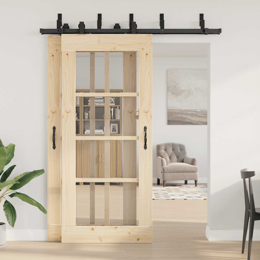 Kit di Binari per Porte Scorrevoli 183 cm Acciaio Nero | homemem39