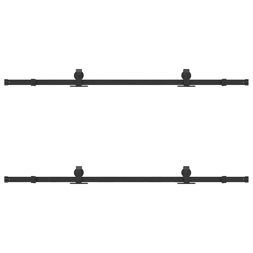 Kit di Binari per Porte Scorrevoli 183 cm Acciaio Nero | homemem39