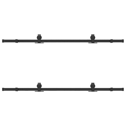 Kit di Binari per Porte Scorrevoli 183 cm Acciaio Nero | homemem39