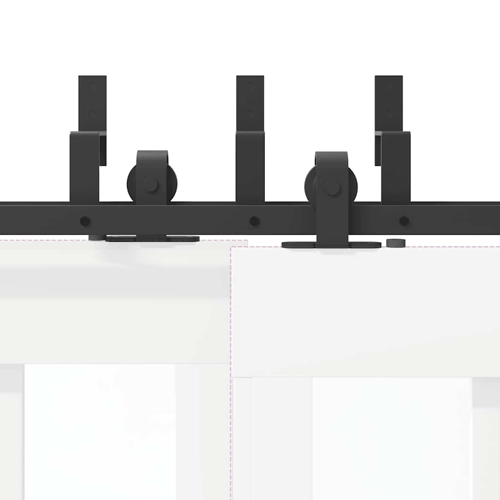 Kit di Binari per Porte Scorrevoli 183 cm Acciaio Nero | homemem39