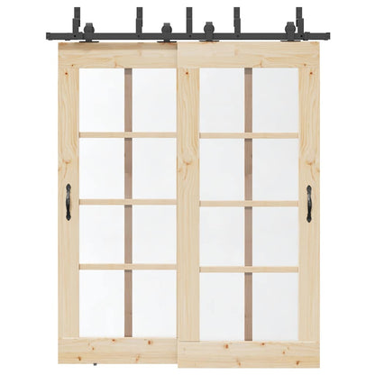 Kit di Binari per Porte Scorrevoli 183 cm Acciaio Nero | homemem39