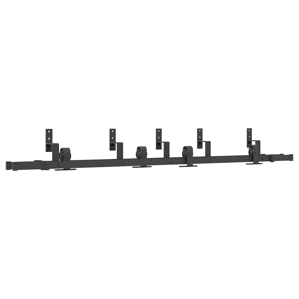 Kit di Binari per Porte Scorrevoli 200 cm Acciaio Nero | homemem39