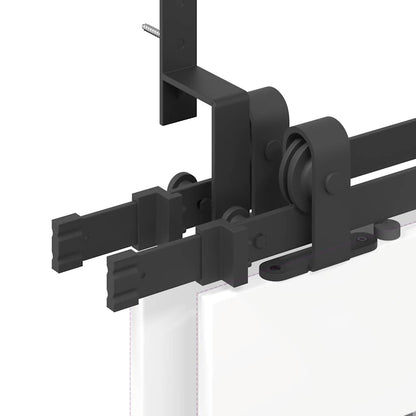 Kit di Binari per Porte Scorrevoli 200 cm Acciaio Nero | homemem39