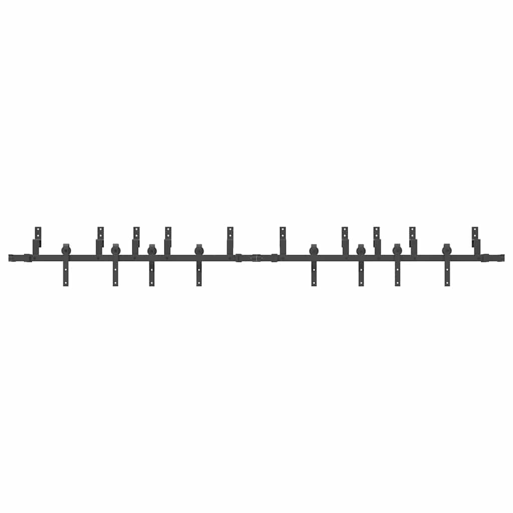 Kit di Binari per Porte Scorrevoli 305 cm Acciaio Nero | homemem39