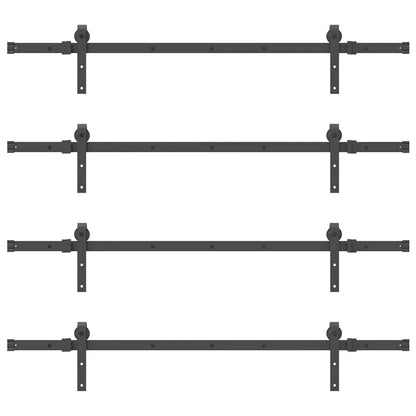 Kit di Binari per Porte Scorrevoli 305 cm Acciaio Nero | homemem39