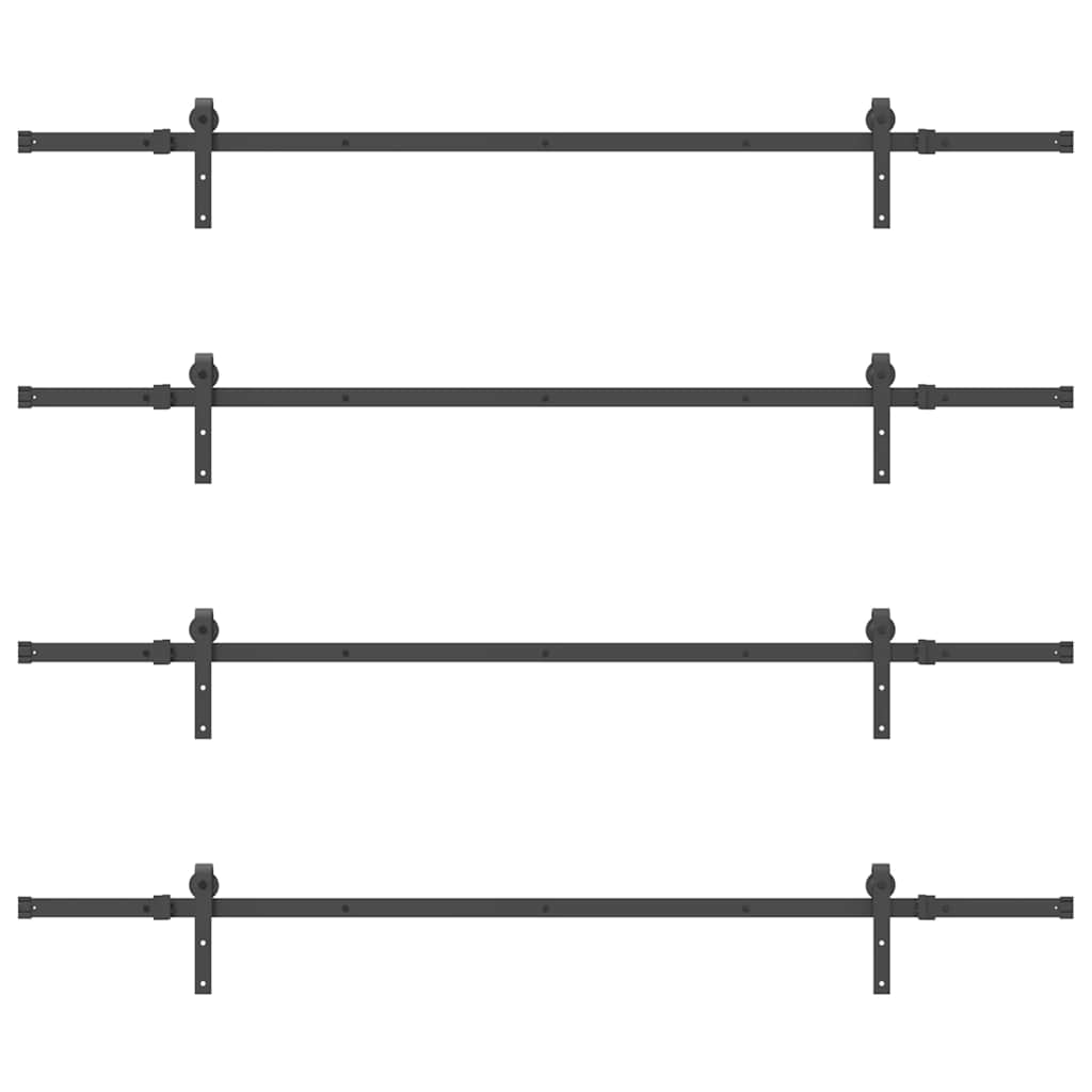 Kit di Binari per Porte Scorrevoli 427 cm Acciaio Nero | homemem39