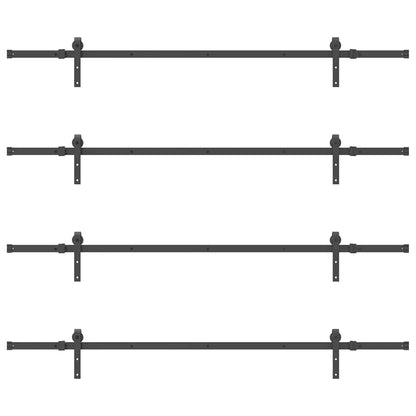 Kit di Binari per Porte Scorrevoli 427 cm Acciaio Nero | homemem39