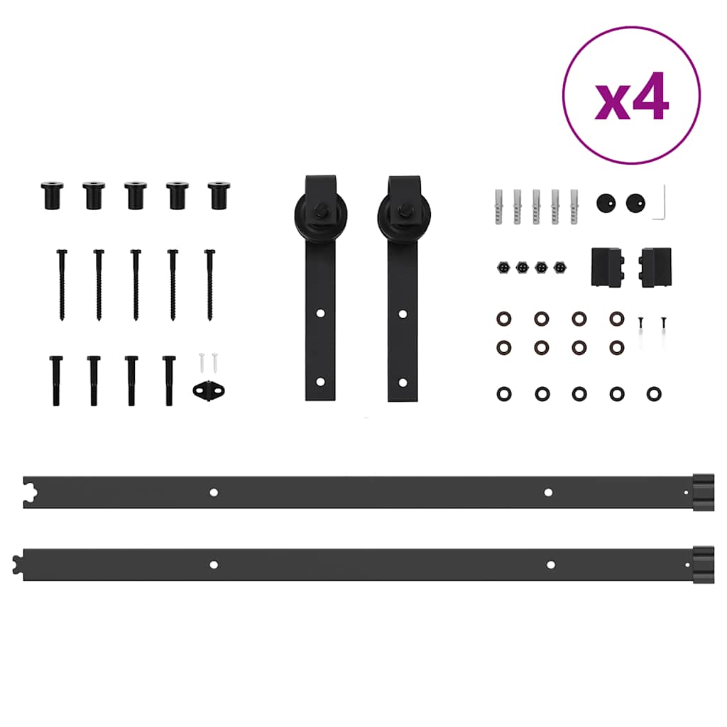 Kit di Binari per Porte Scorrevoli 427 cm Acciaio Nero | homemem39
