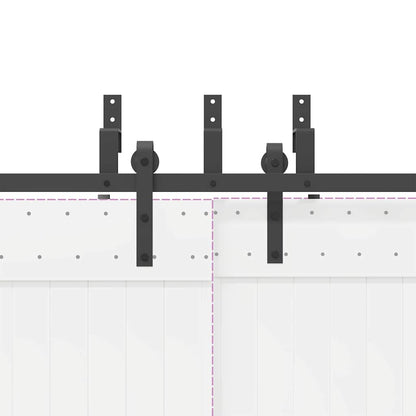 Kit di Binari per Porte Scorrevoli 427 cm Acciaio Nero | homemem39