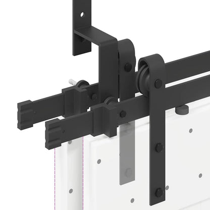 Kit di Binari per Porte Scorrevoli 427 cm Acciaio Nero | homemem39