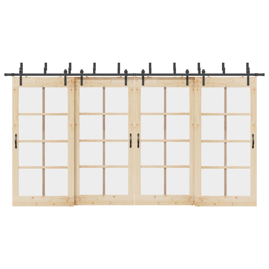 Kit di Binari per Porte Scorrevoli 427 cm Acciaio Nero
