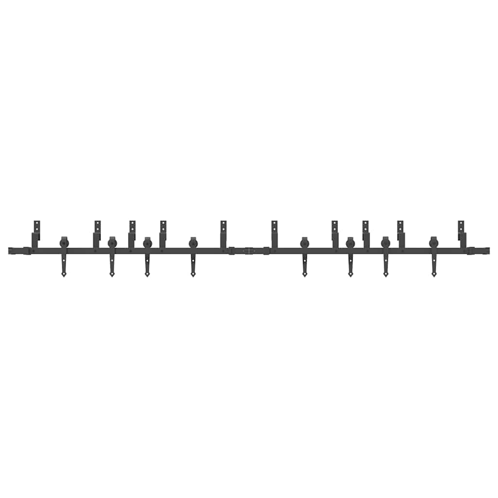 Kit di Binari per Porte Scorrevoli 305 cm Acciaio Nero | homemem39