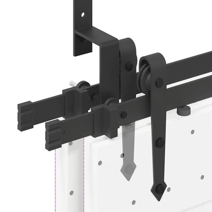Kit di Binari per Porte Scorrevoli 305 cm Acciaio Nero | homemem39