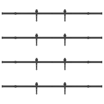 Kit di Binari per Porte Scorrevoli 427 cm Acciaio Nero | homemem39
