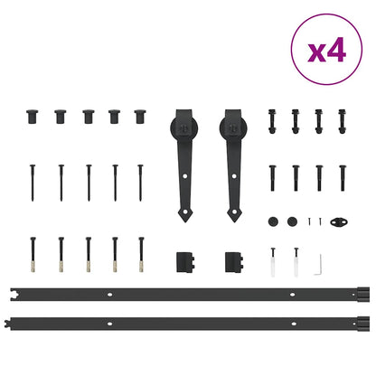Kit di Binari per Porte Scorrevoli 427 cm Acciaio Nero | homemem39