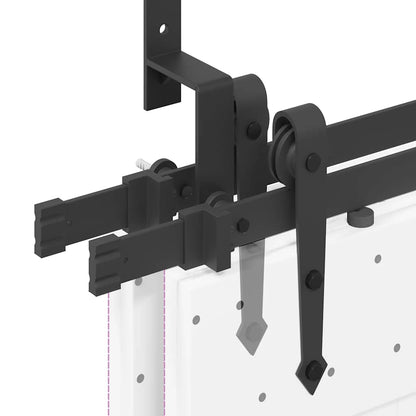 Kit di Binari per Porte Scorrevoli 427 cm Acciaio Nero | homemem39