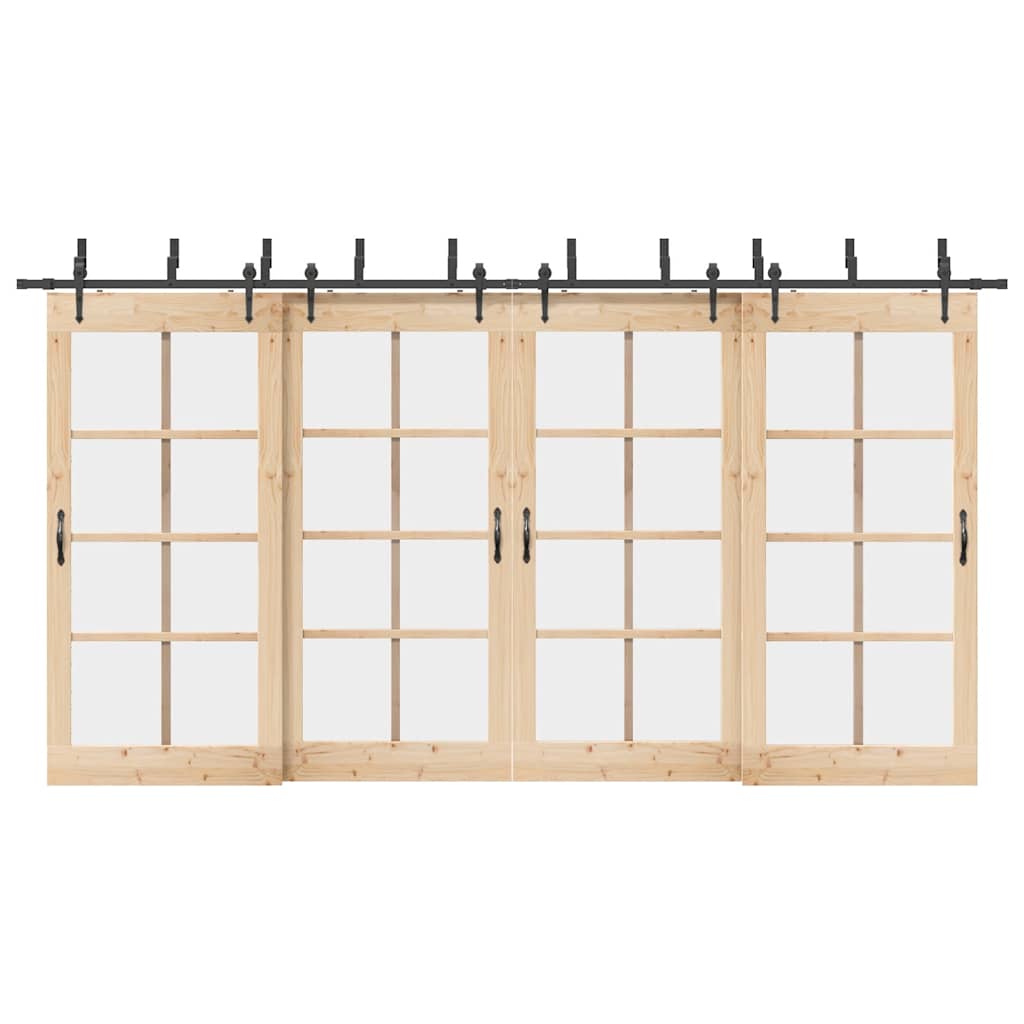 Kit di Binari per Porte Scorrevoli 427 cm Acciaio Nero | homemem39