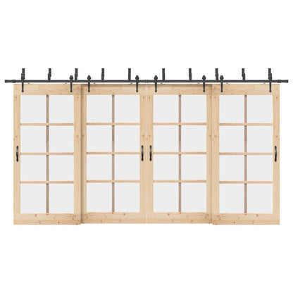 Kit di Binari per Porte Scorrevoli 427 cm Acciaio Nero | homemem39