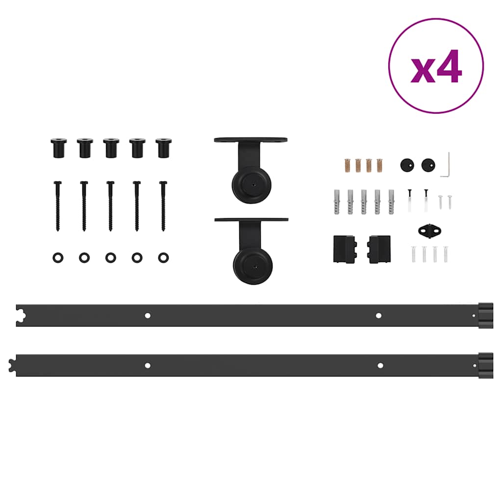 Kit di Binari per Porte Scorrevoli 427 cm Acciaio Nero | homemem39