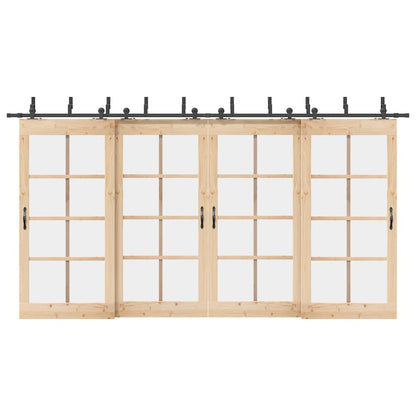 Kit di Binari per Porte Scorrevoli 427 cm Acciaio Nero | homemem39