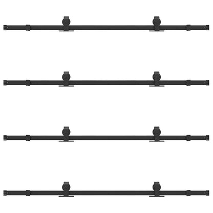 Kit di Binari per Porte Scorrevoli 366 cm Acciaio Nero | homemem39