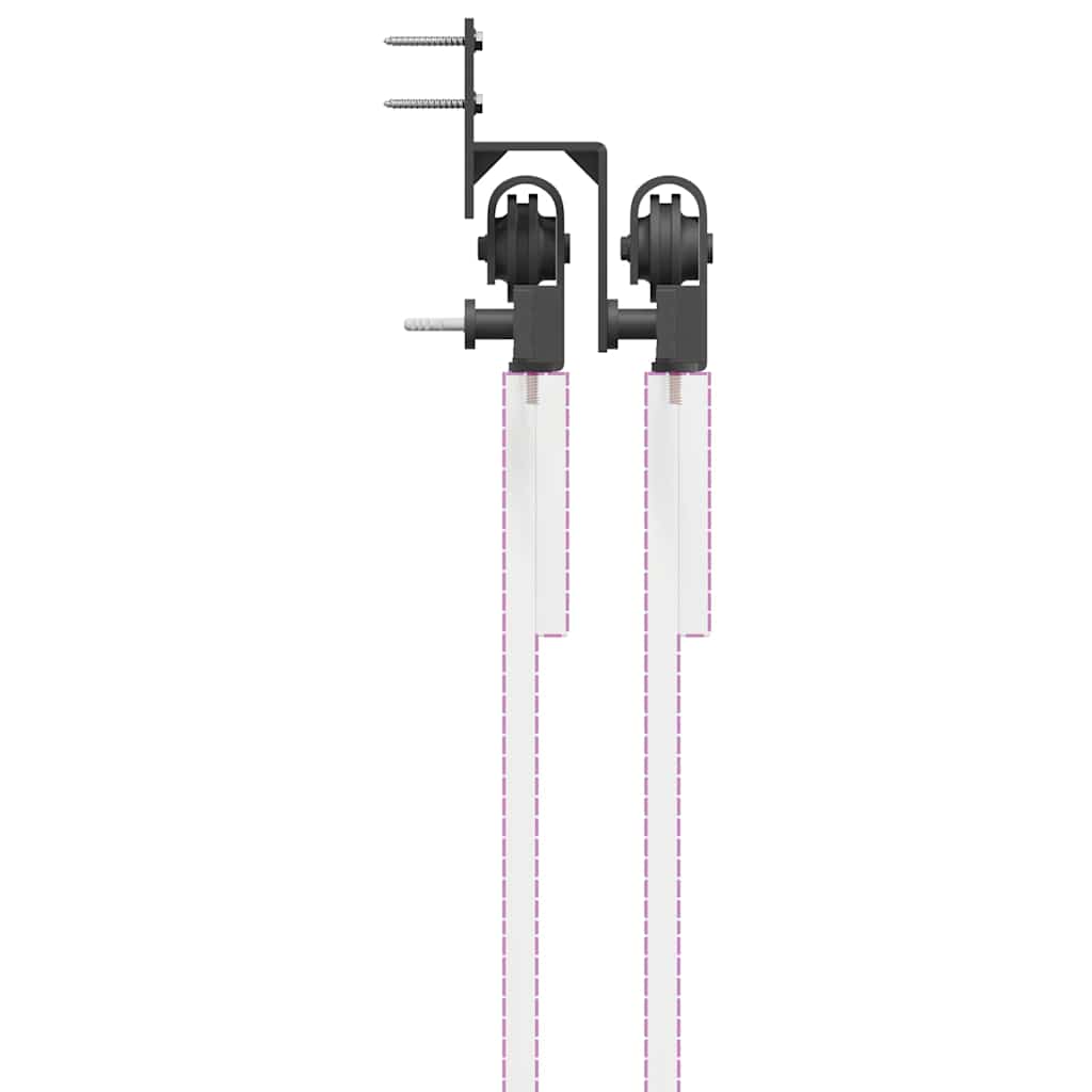 Kit di Binari per Porte Scorrevoli 366 cm Acciaio Nero | homemem39