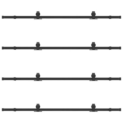 Kit di Binari per Porte Scorrevoli 400 cm Acciaio Nero | homemem39
