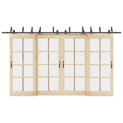 Kit di Binari per Porte Scorrevoli 400 cm Acciaio Nero