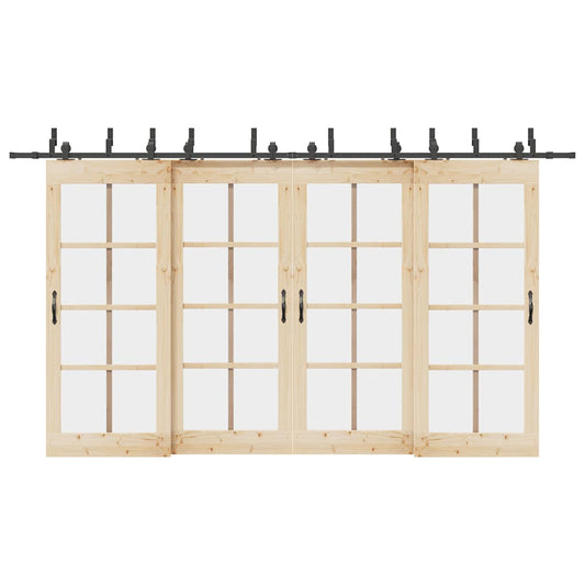 Kit di Binari per Porte Scorrevoli 400 cm Acciaio Nero