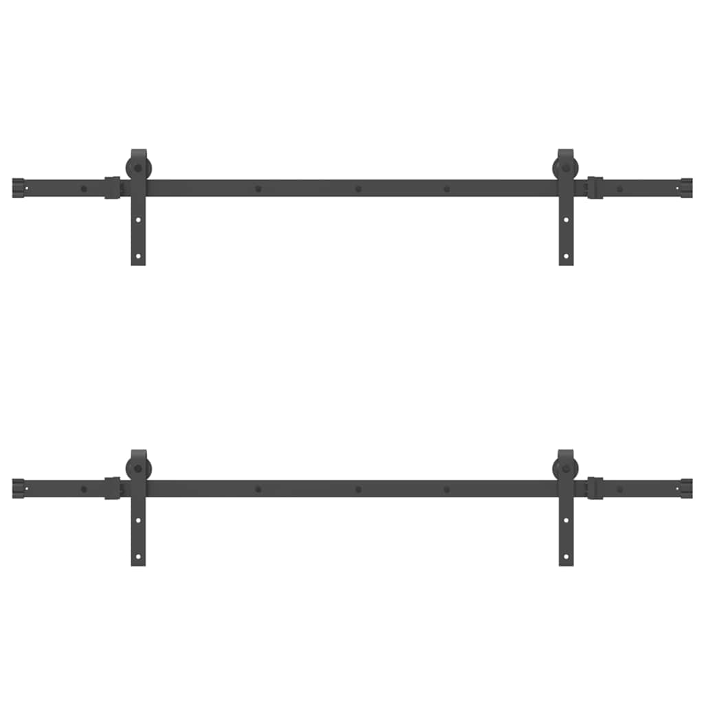 Kit di Binari per Porte Scorrevoli 305 cm Acciaio Nero | homemem39