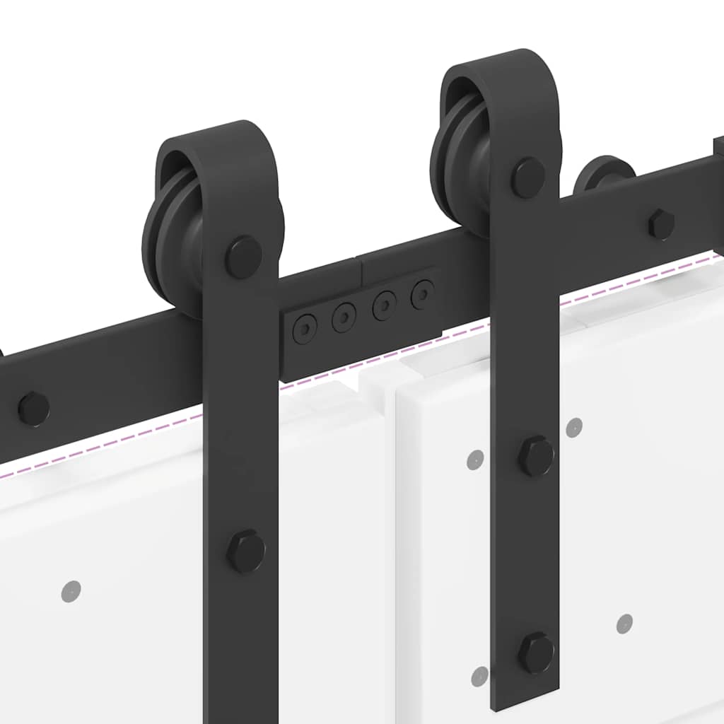 Kit di Binari per Porte Scorrevoli 305 cm Acciaio Nero | homemem39