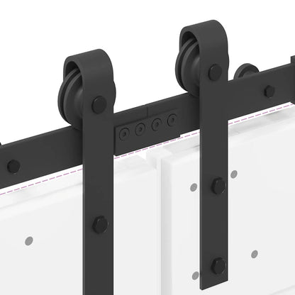 Kit di Binari per Porte Scorrevoli 305 cm Acciaio Nero | homemem39