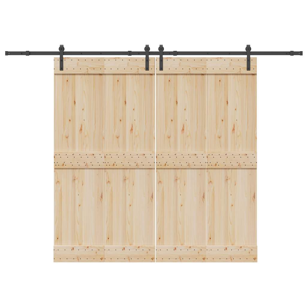 Kit di Binari per Porte Scorrevoli 305 cm Acciaio Nero | homemem39
