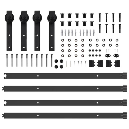 Kit di Binari per Porte Scorrevoli 427 cm Acciaio Nero | homemem39