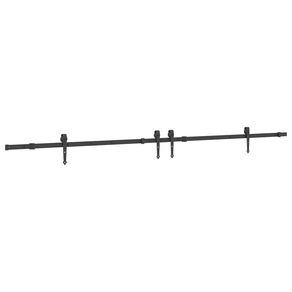 Kit di Binari per Porte Scorrevoli 305 cm Acciaio Nero | homemem39
