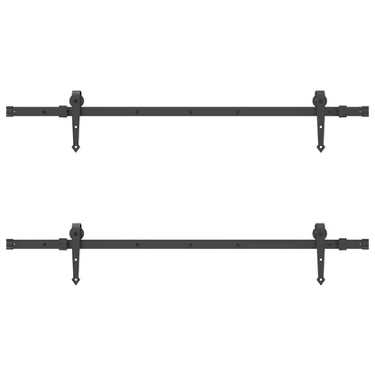 Kit di Binari per Porte Scorrevoli 305 cm Acciaio Nero | homemem39