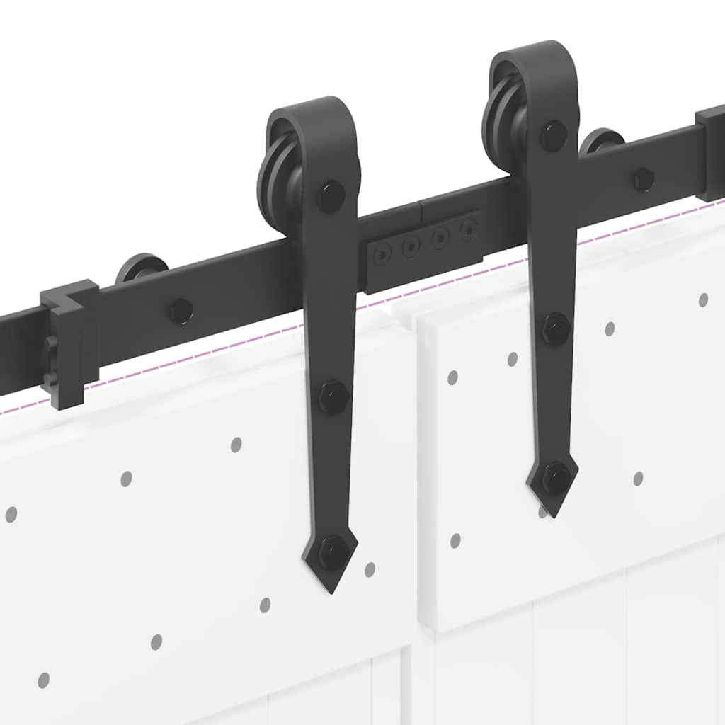 Kit di Binari per Porte Scorrevoli 305 cm Acciaio Nero | homemem39