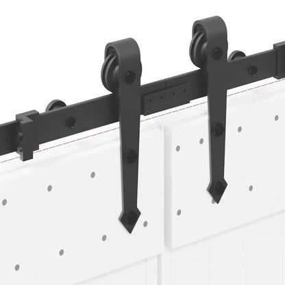 Kit di Binari per Porte Scorrevoli 305 cm Acciaio Nero | homemem39
