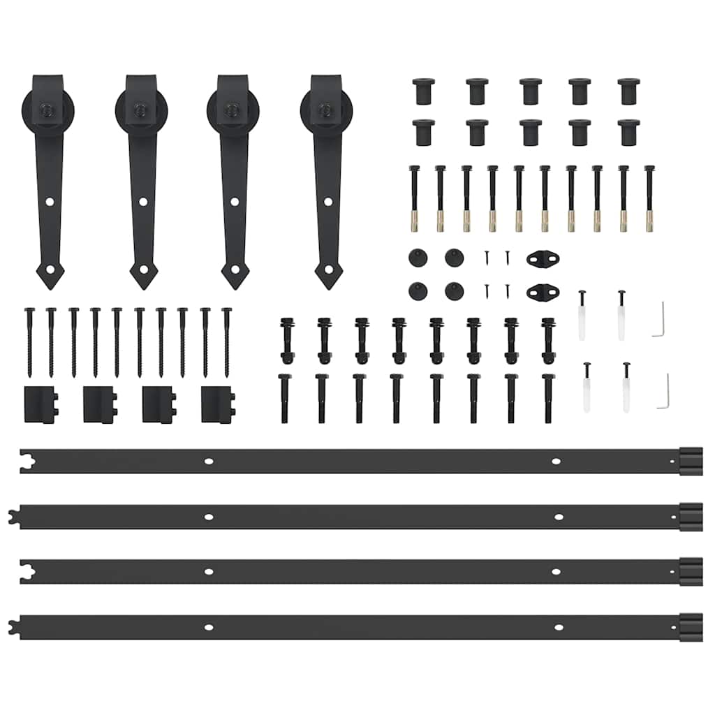 Kit di Binari per Porte Scorrevoli 427 cm Acciaio Nero | homemem39