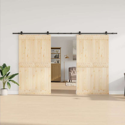 Kit di Binari per Porte Scorrevoli 366 cm Acciaio Nero | homemem39