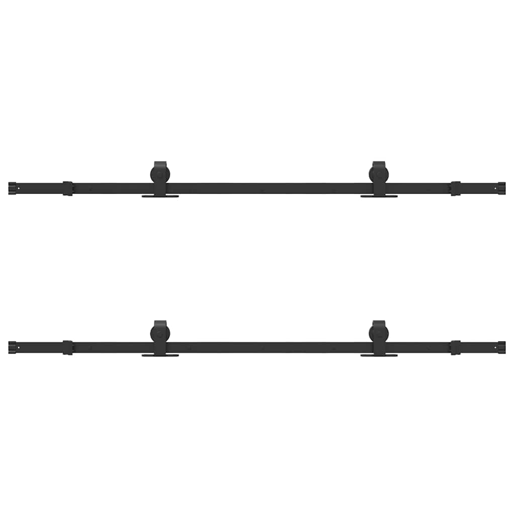 Kit di Binari per Porte Scorrevoli 366 cm Acciaio Nero | homemem39