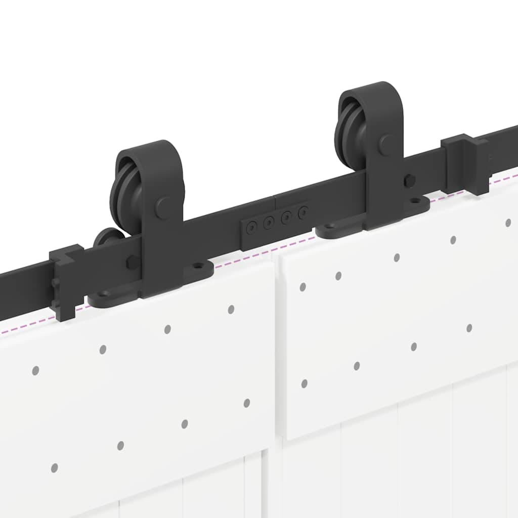 Kit di Binari per Porte Scorrevoli 366 cm Acciaio Nero | homemem39