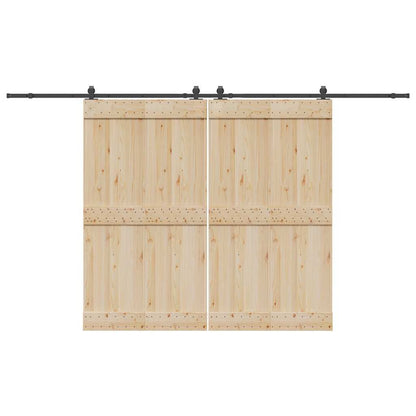 Kit di Binari per Porte Scorrevoli 366 cm Acciaio Nero | homemem39