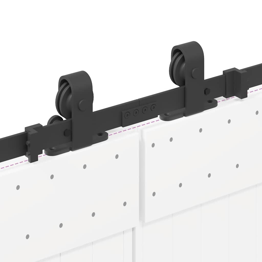 Kit di Binari per Porte Scorrevoli 400 cm Acciaio Nero | homemem39