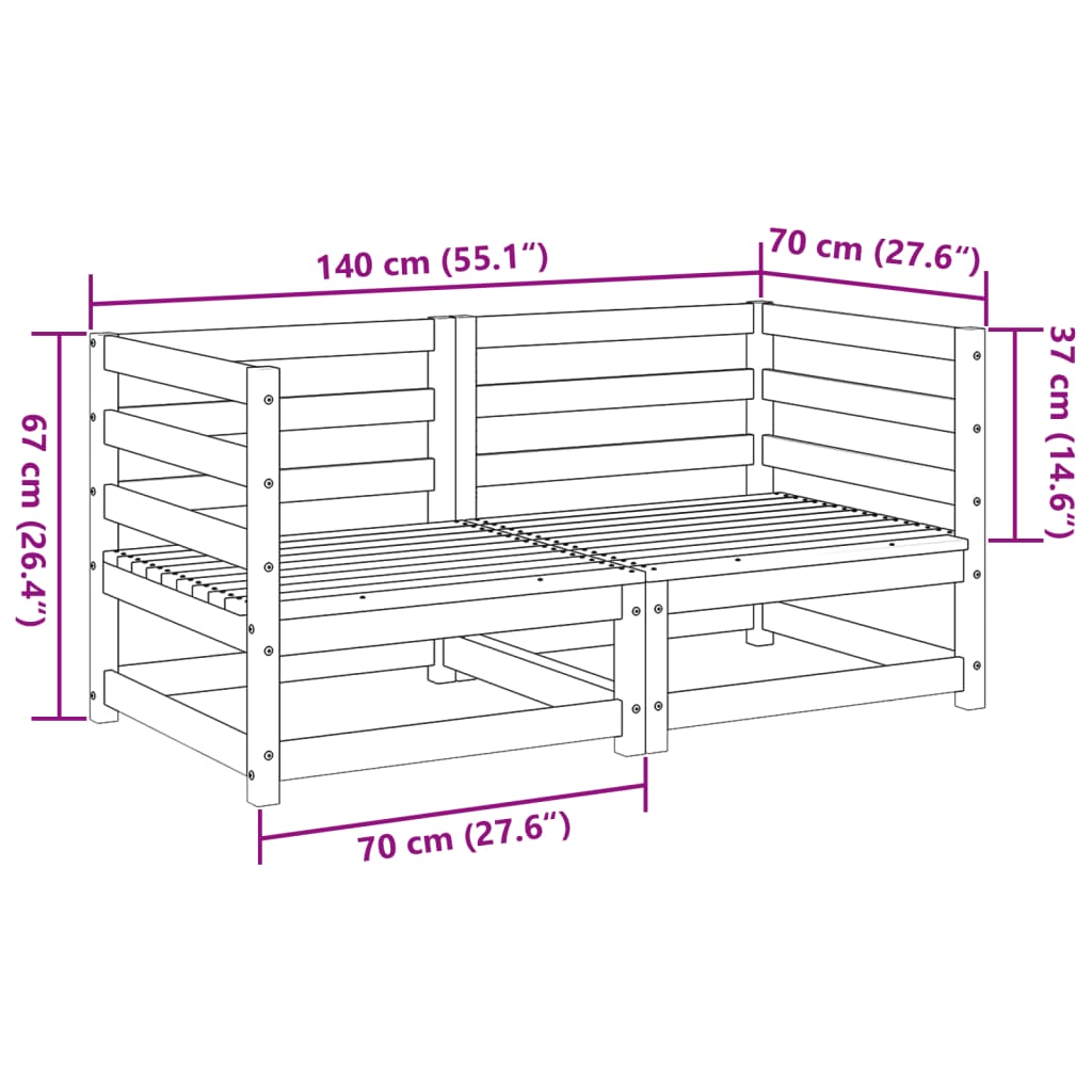 Set Divani da Giardino 2 pz in Legno Impregnato di Pino | homemem39