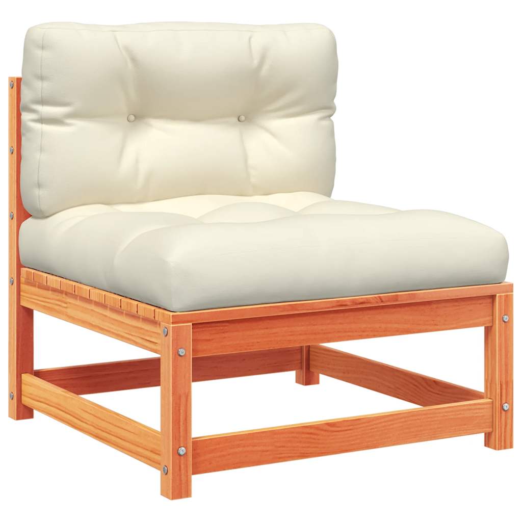 Set Divani Giardino 4pz con Cuscini Marrone Cera Massello Pino - homemem39