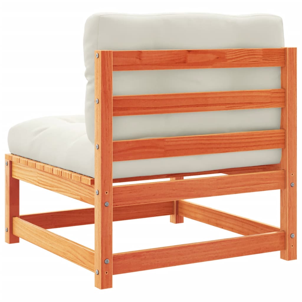 Set Divani Giardino 4pz con Cuscini Marrone Cera Massello Pino - homemem39